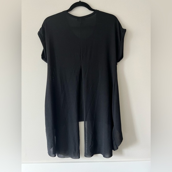 Topshop Black High Low Sheer Hem Tunic Blouse NWT Size US 6 UK 10 - Picture 2 of 5